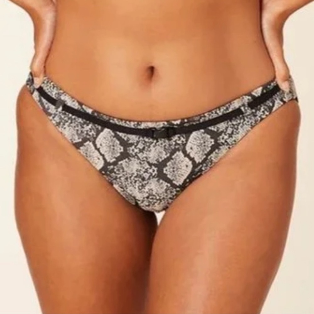 Andie Riviera Belted Bikini Bottom Snakeskin Print Size Medium New with Tag
